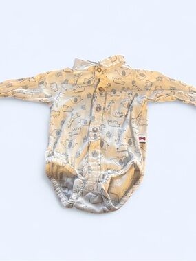 Dapper Dude white & blue Animal Print Long-Sleeve One-Piece for Kids